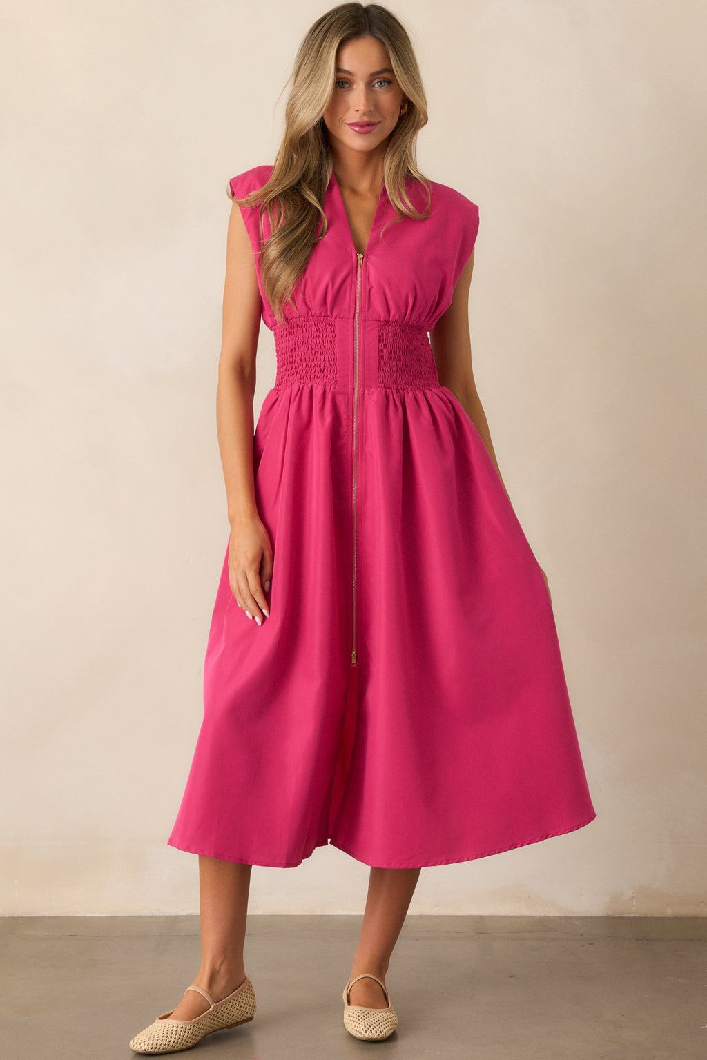 The Evette Midi Dress In Magenta - All Dresses | Red Dress The Evette Midi Dress In Magenta - All Dresses | Red Dress