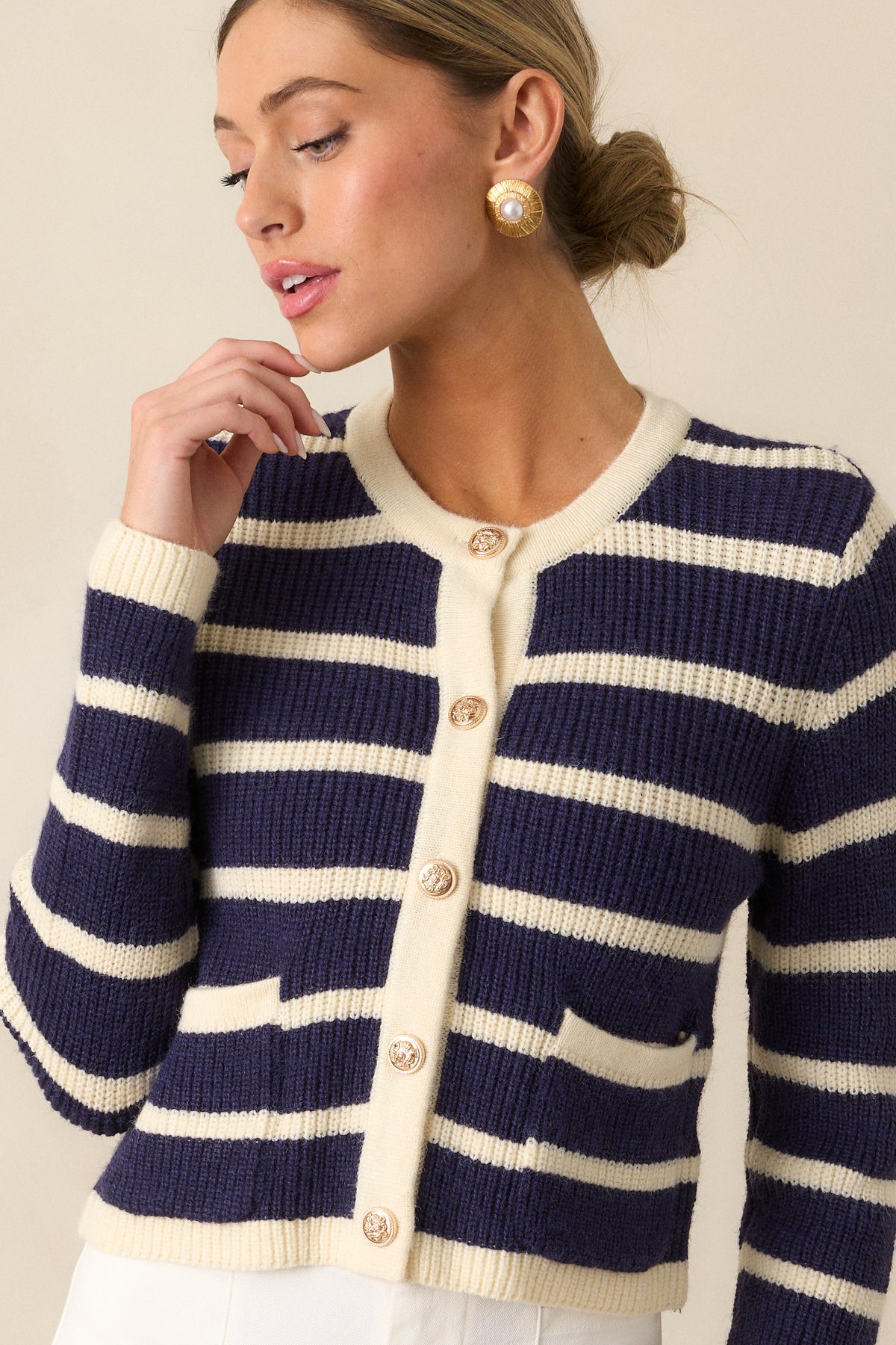 Dock Side Striped Cardigan Sweater
