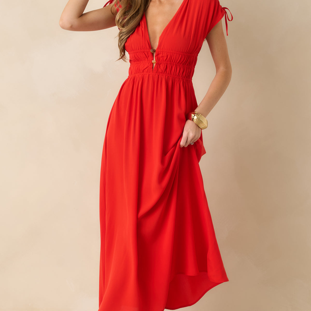 QYマステ7月新作♡Red Dress 6cm×5M★PET 1350 MINKPINK Scarlett Flame Red V-Neck Bead Detail Mini Dress | Red Dress