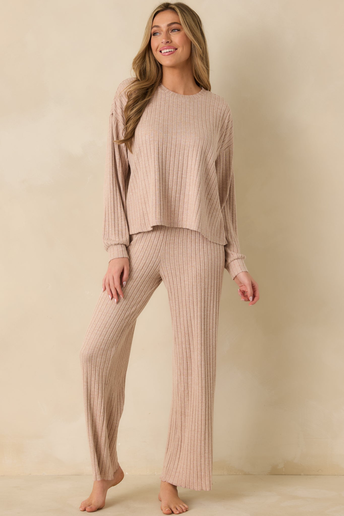 Z Supply Taupe Dawn Smocked Rib Pants | Red Dress