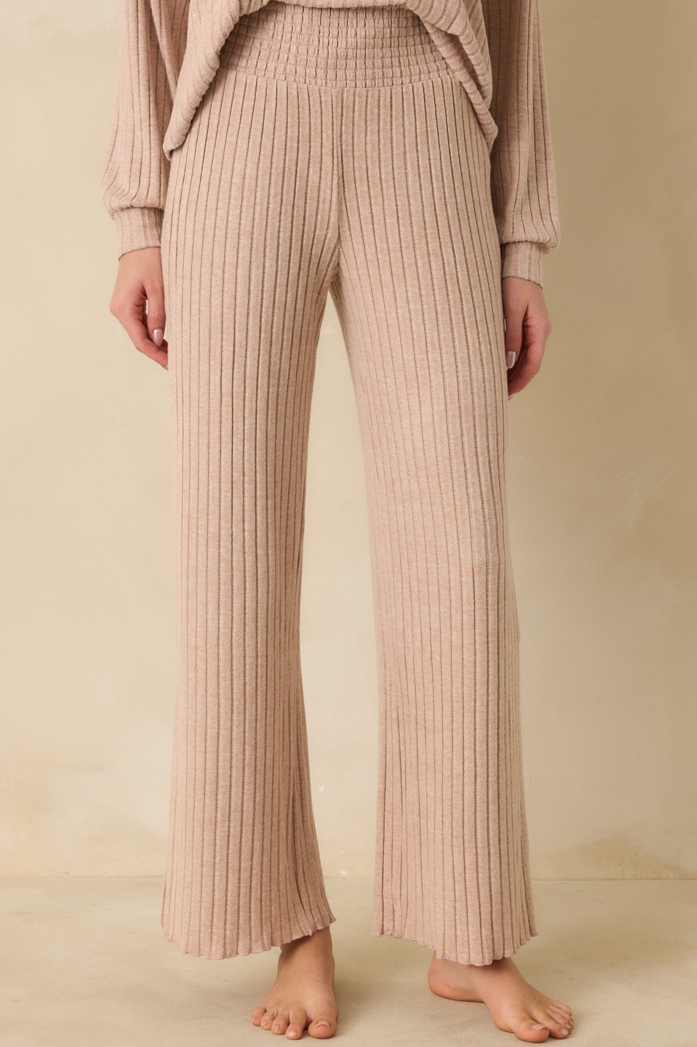 Z Supply Taupe Dawn Smocked Rib Pants