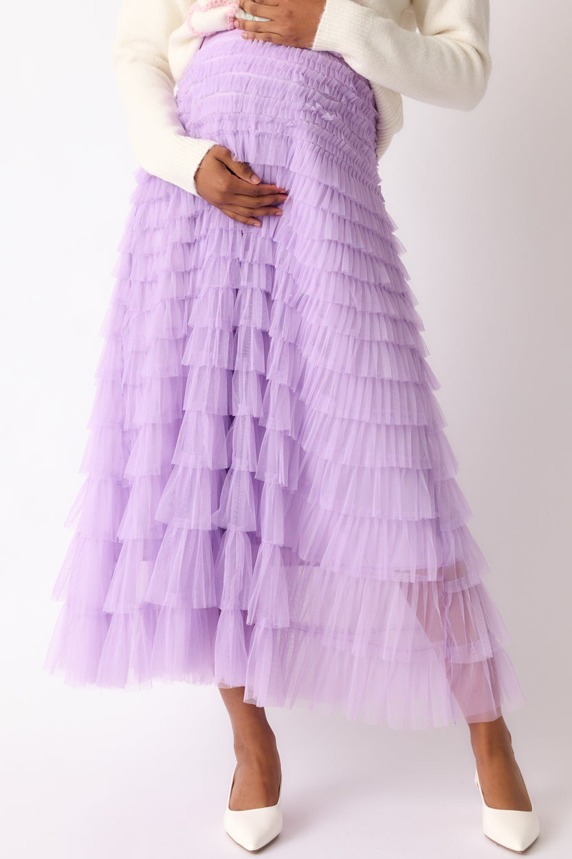 Tiered Ruffle Tulle Maxi Skirt main image 0