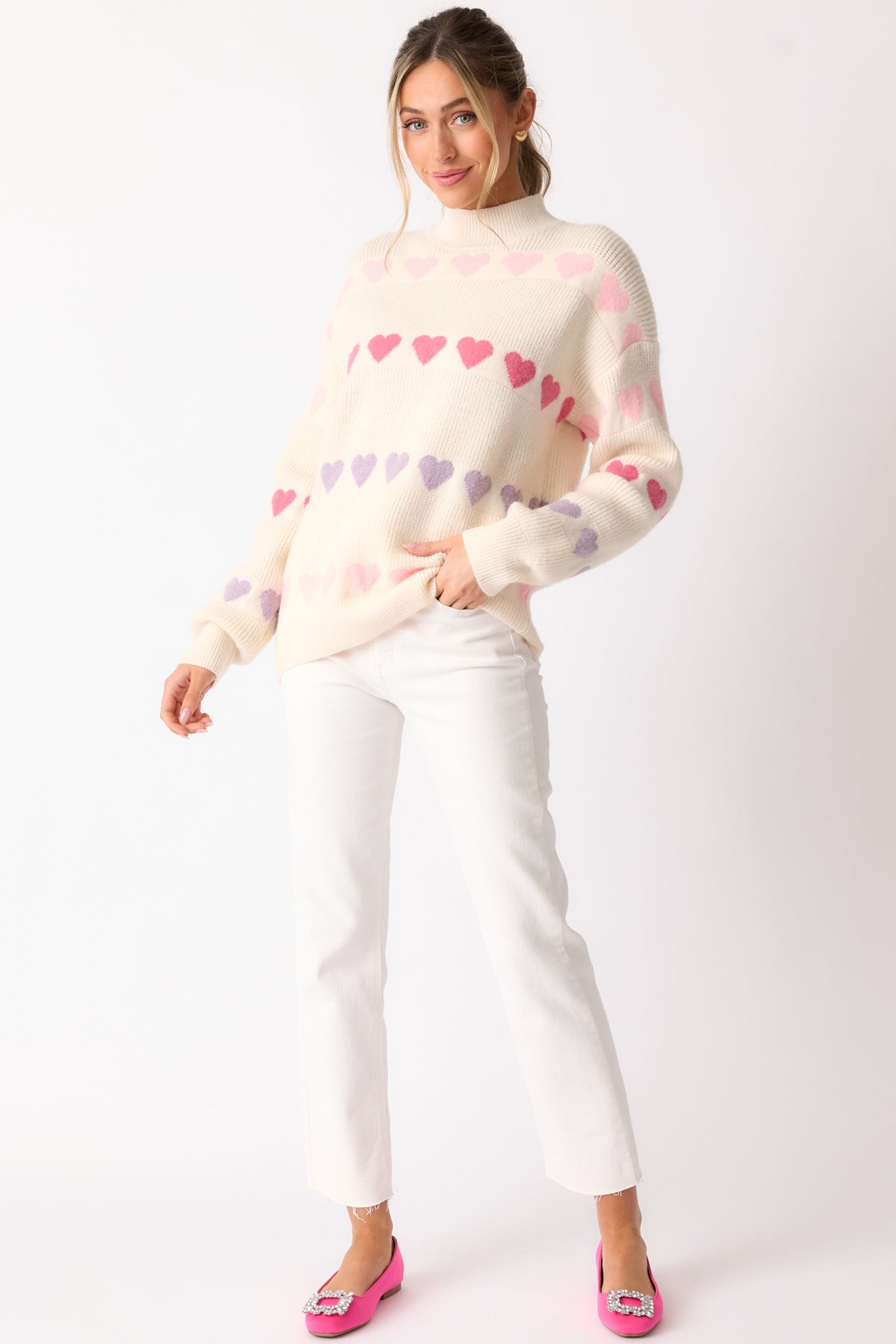 Ivory Mock Neck Sweater - All Tops | Red Dress
