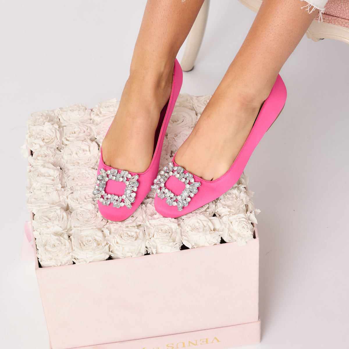 open lace back dress Hot Pink Ballet Flats - All Shoes