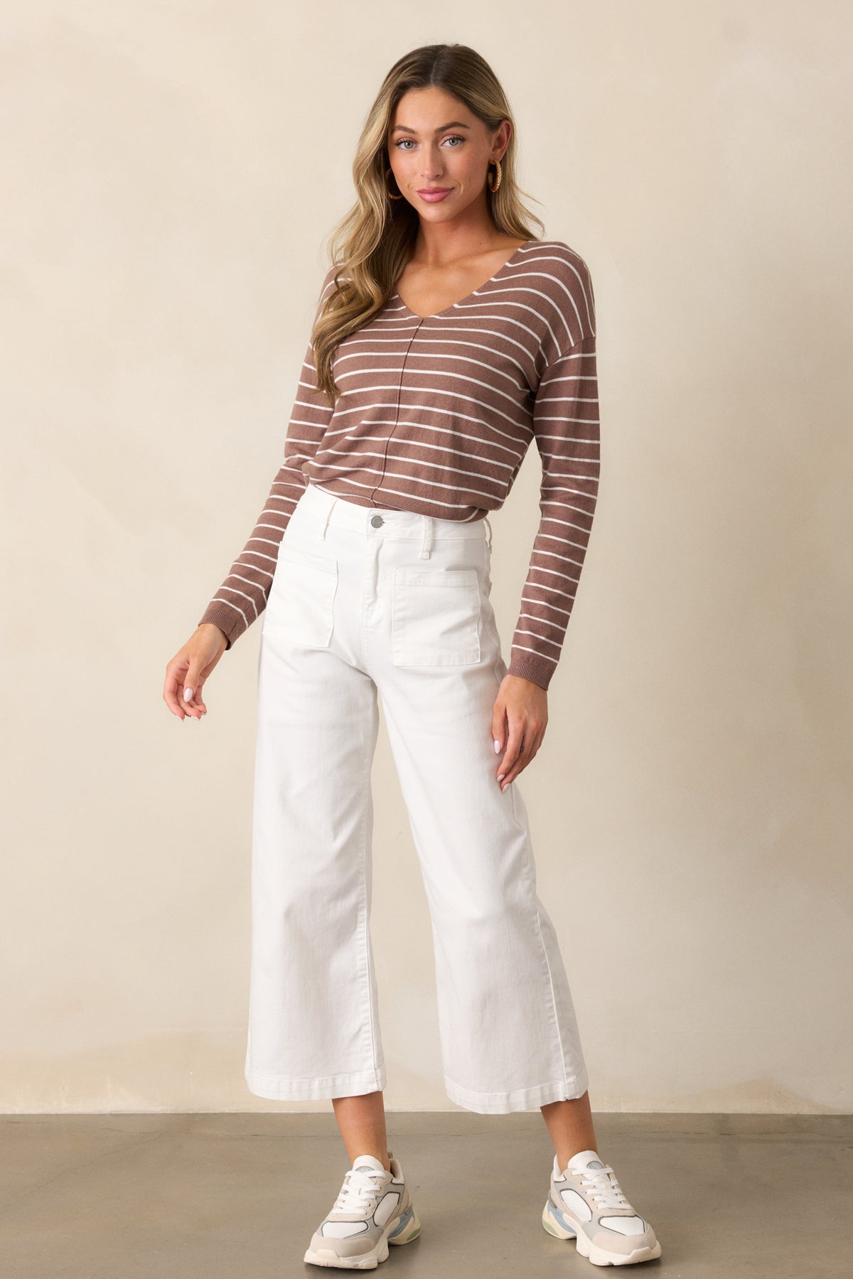 Mocha Striped Sweater main image 1