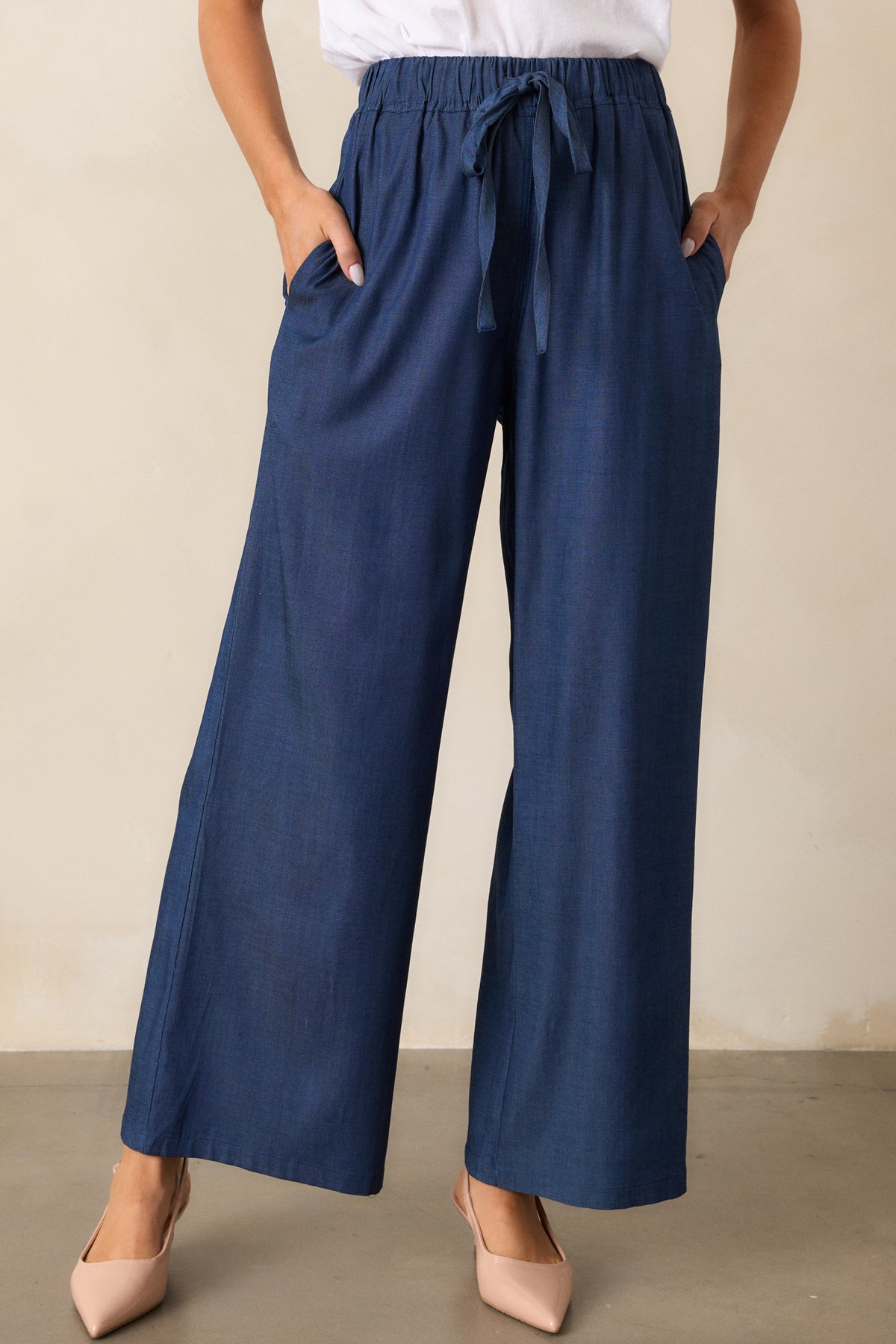 Dark Chambray Denim Tiered Pants main image 1