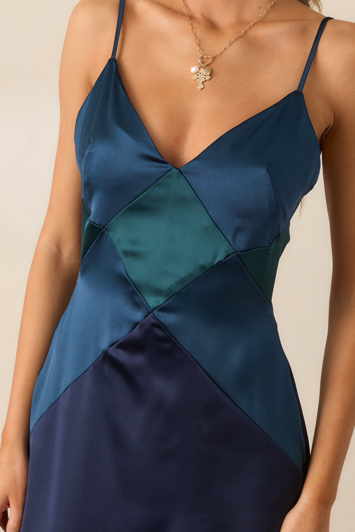 Midnight Blue Satin Maxi Dress