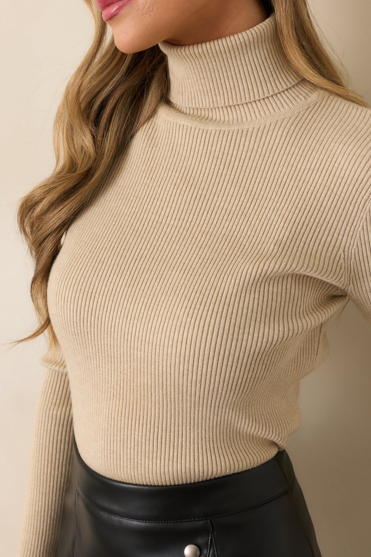 Turtleneck Dropped Shoulder Long Sleeve Sweater main image 0