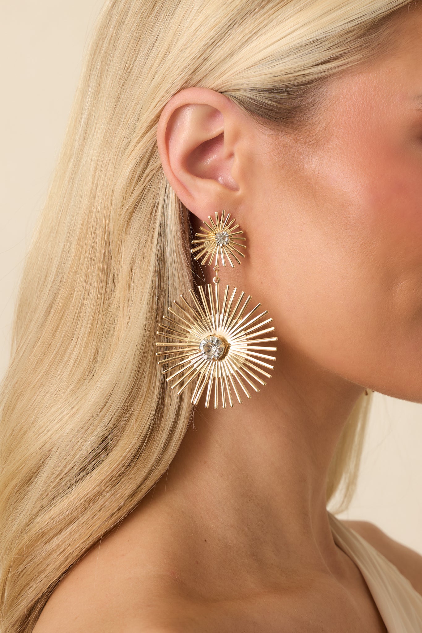 Sunlit Spark Gold Sunburst Drop Earrings