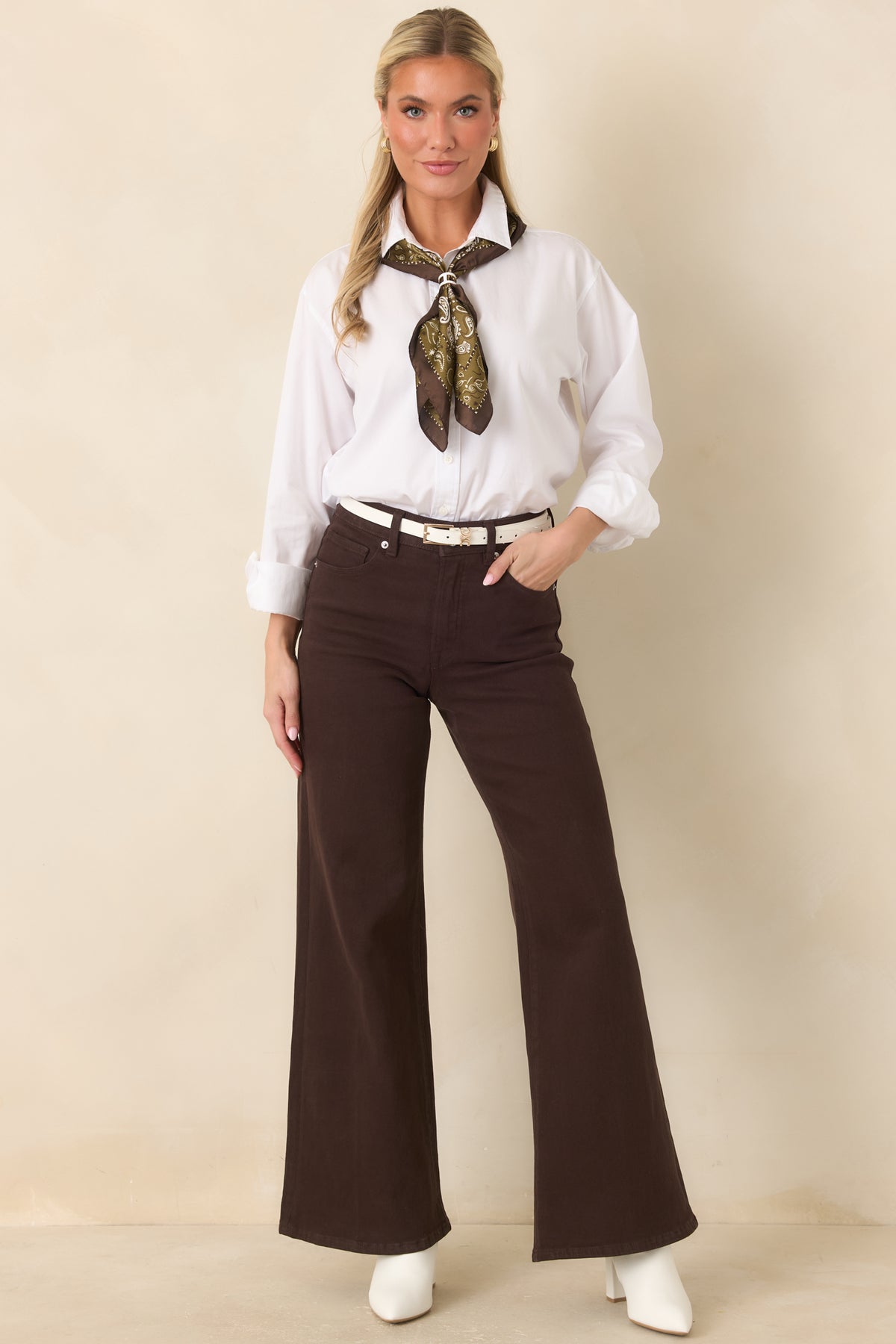 Good American Good Waist Espresso Palazzo Jeans