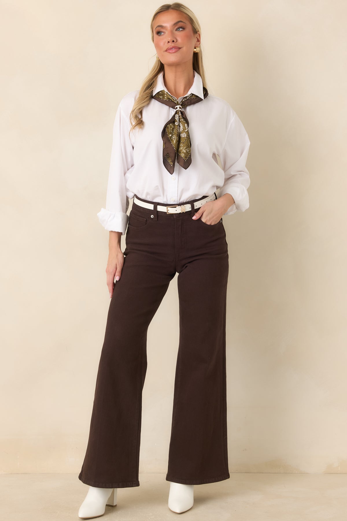Good American Good Waist Espresso Palazzo Jeans