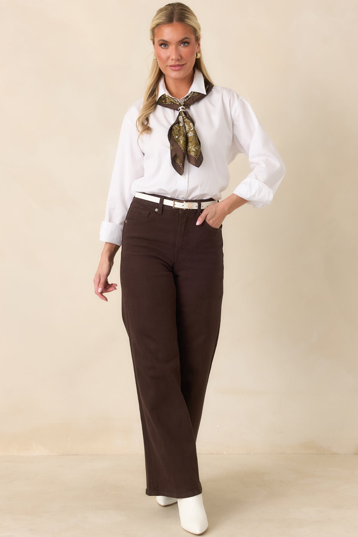 Good American Good Waist Espresso Palazzo Jeans