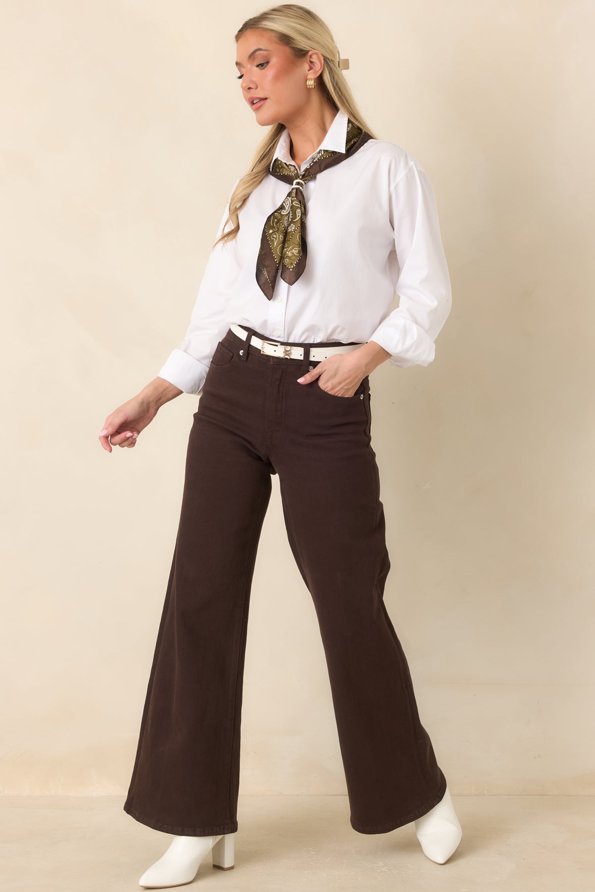 Good American Good Waist Espresso Palazzo Jeans