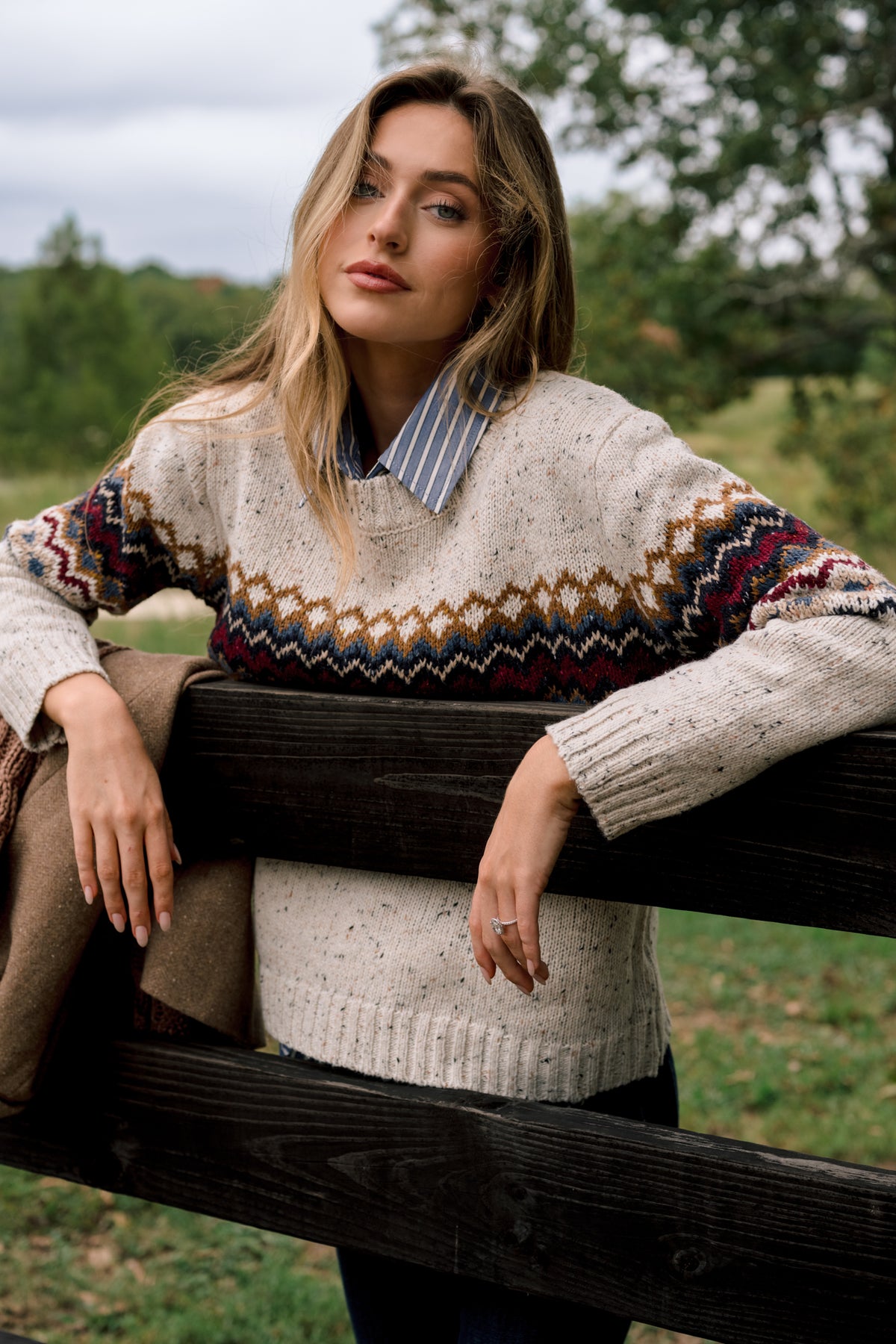 Cabin in the Forecast Natural Multi Fair Isle Knit Sweater