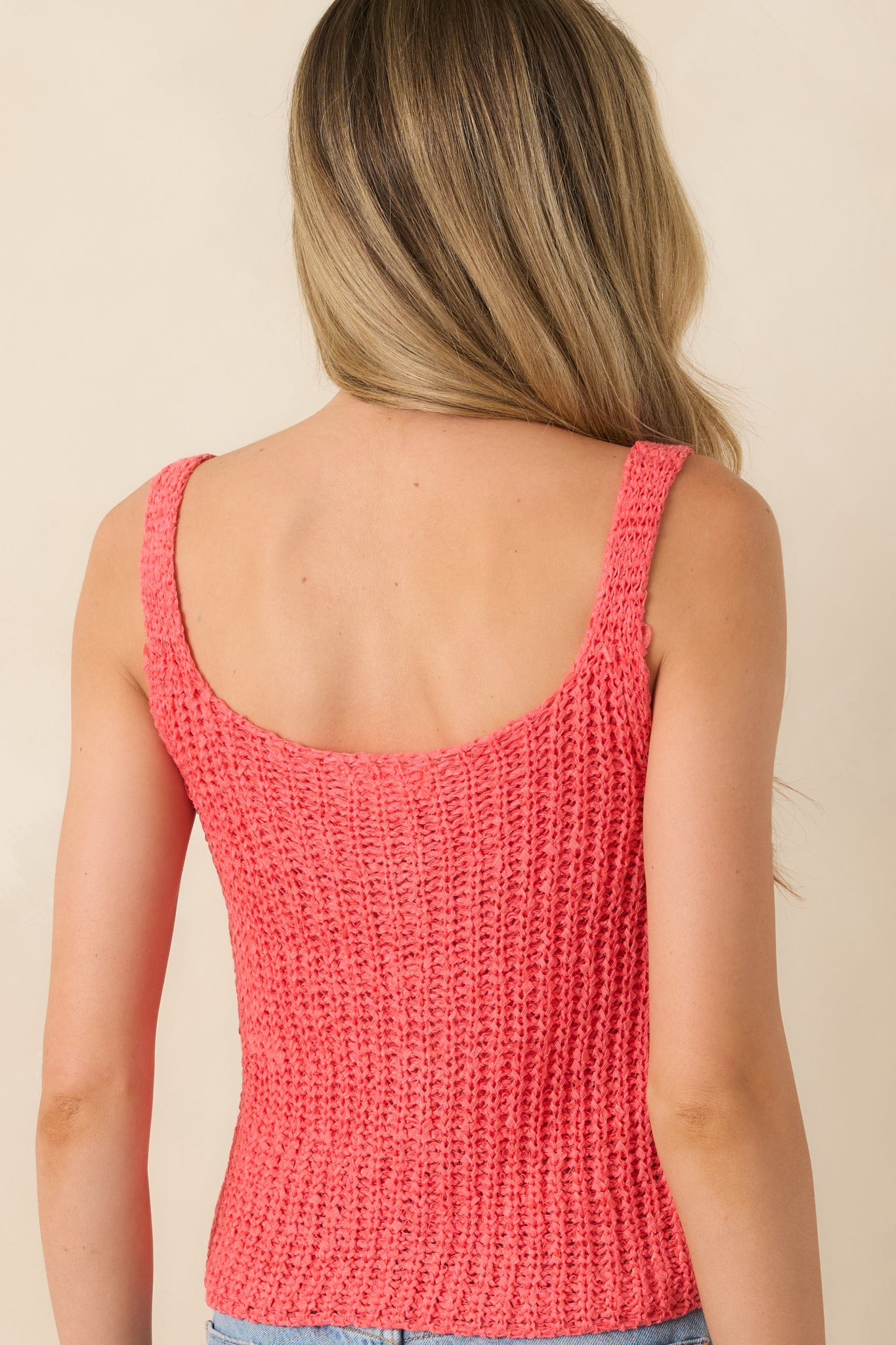 Z Supply Tate Coral Pink Lace-Up Sweater Tank Top | Red Dress
