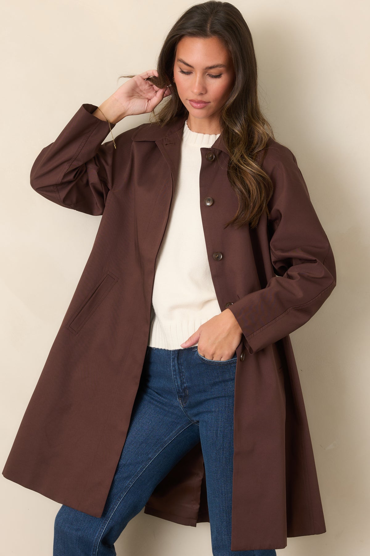 ASTR the Label Harmoni Brown Oversized Trench Coat