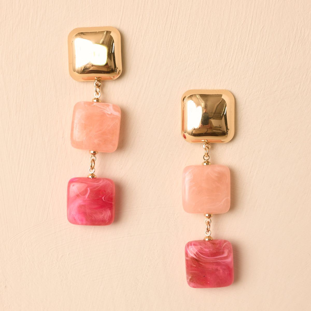 gold accessories for red dress | Pink & Tiered Square Drop Earrings 6/10 Launch