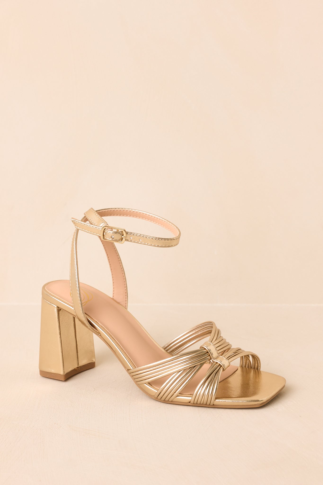 Toast To Tonight Metallic Gold Strappy Block Heels