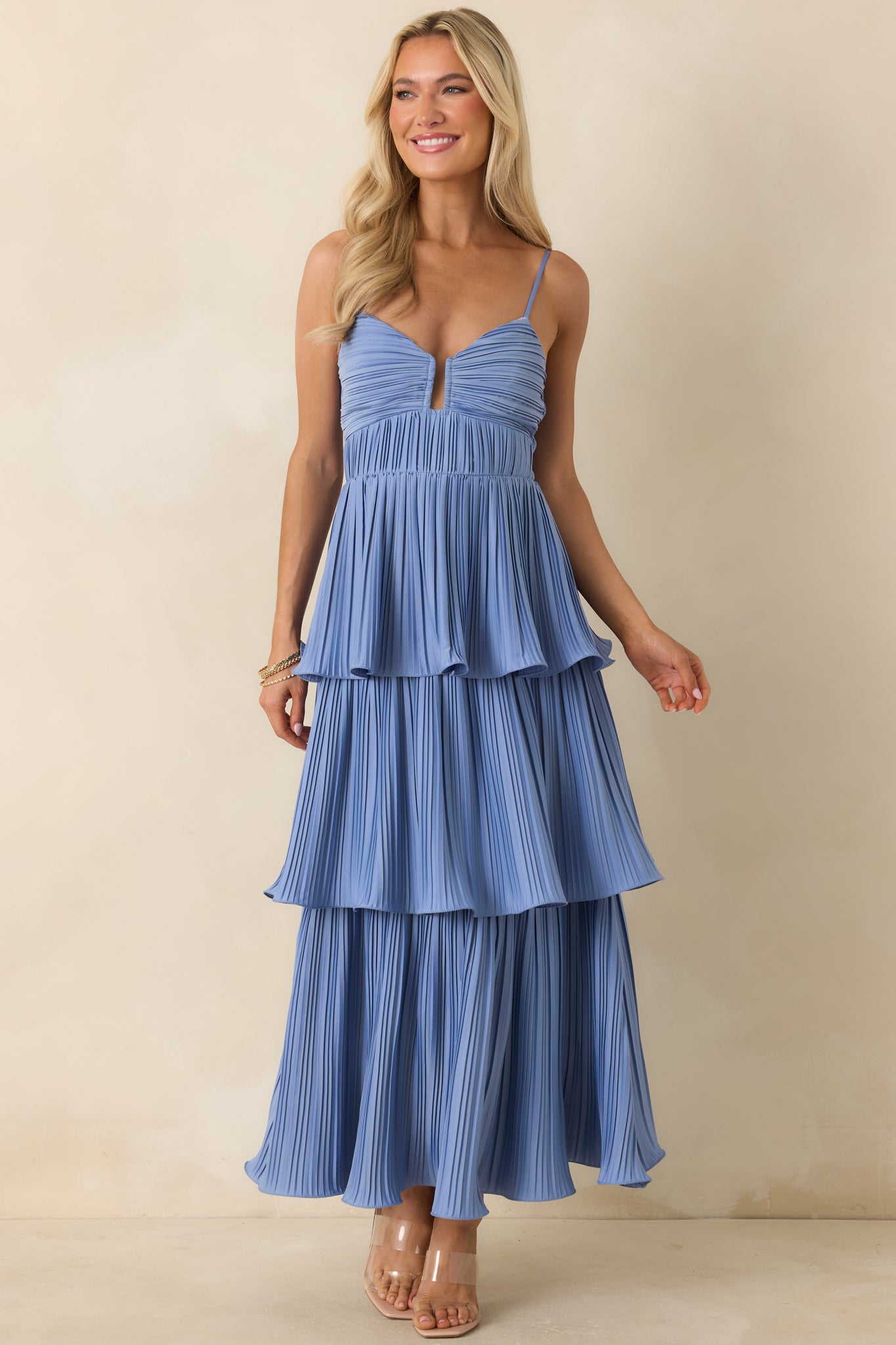 ASTR The Label Lupin Blue Tiered Maxi Dress | Red Dress