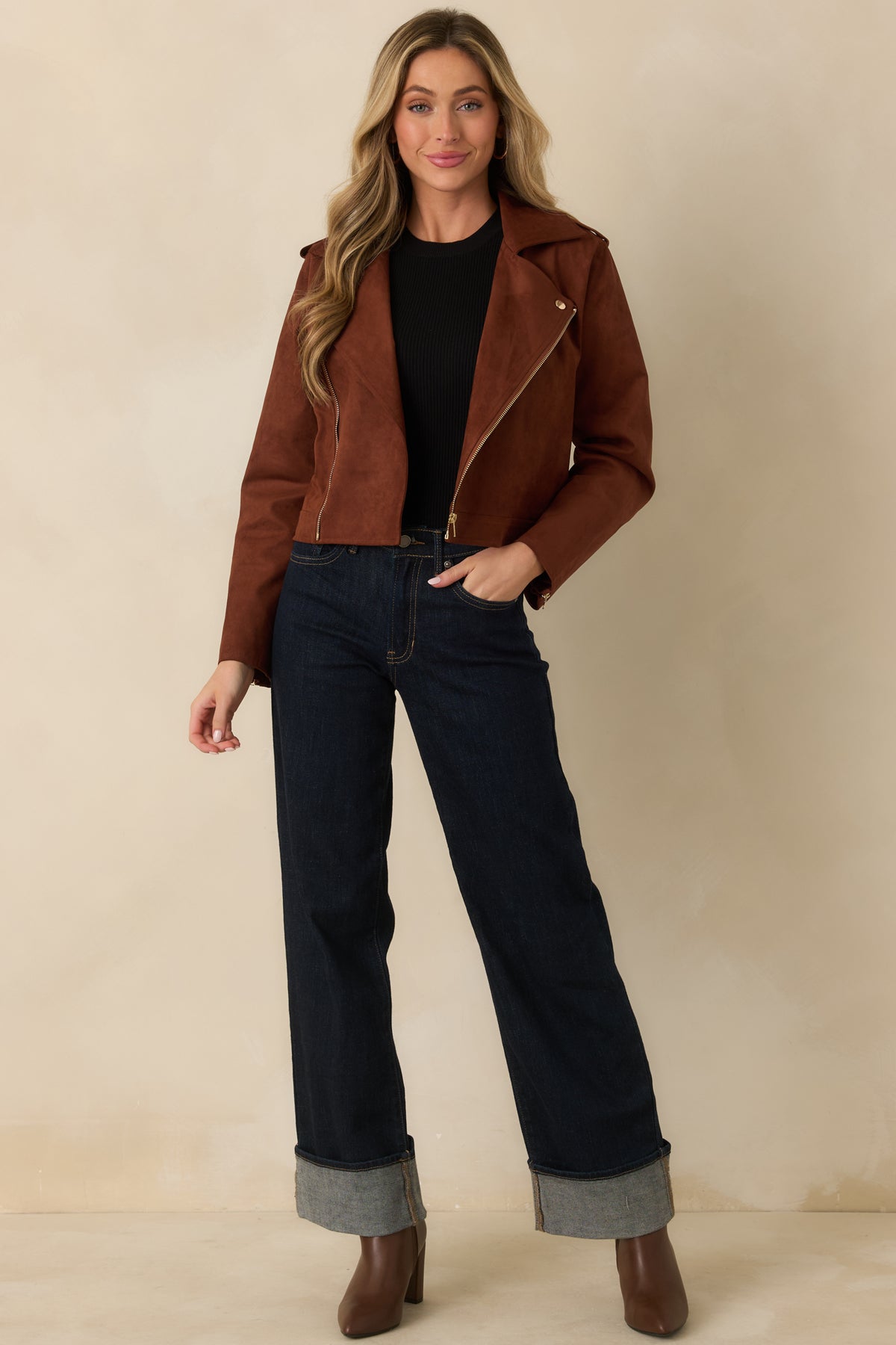 Prosperina High Line Brownstone Vegan Suede Jacket
