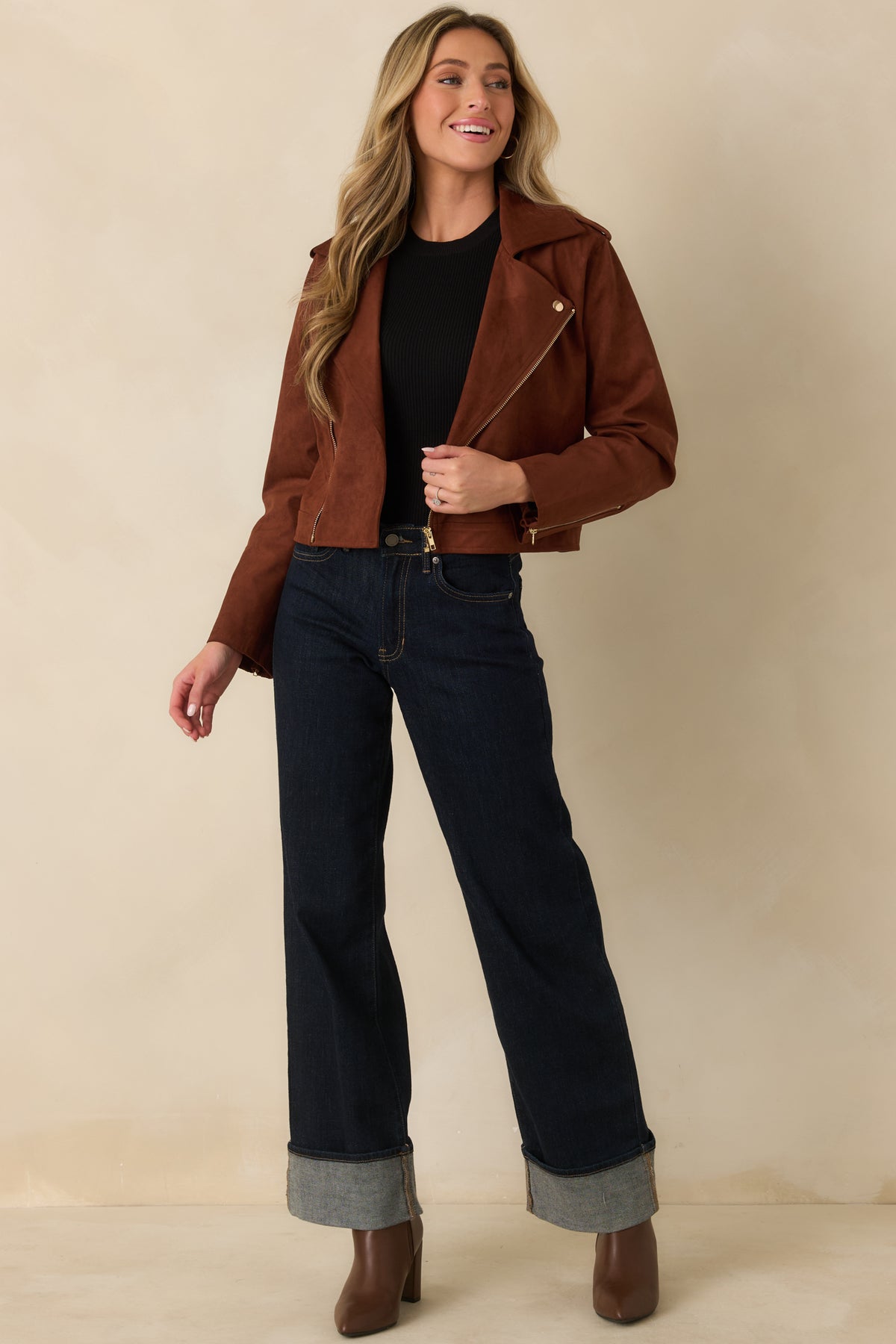 Prosperina High Line Brownstone Vegan Suede Jacket