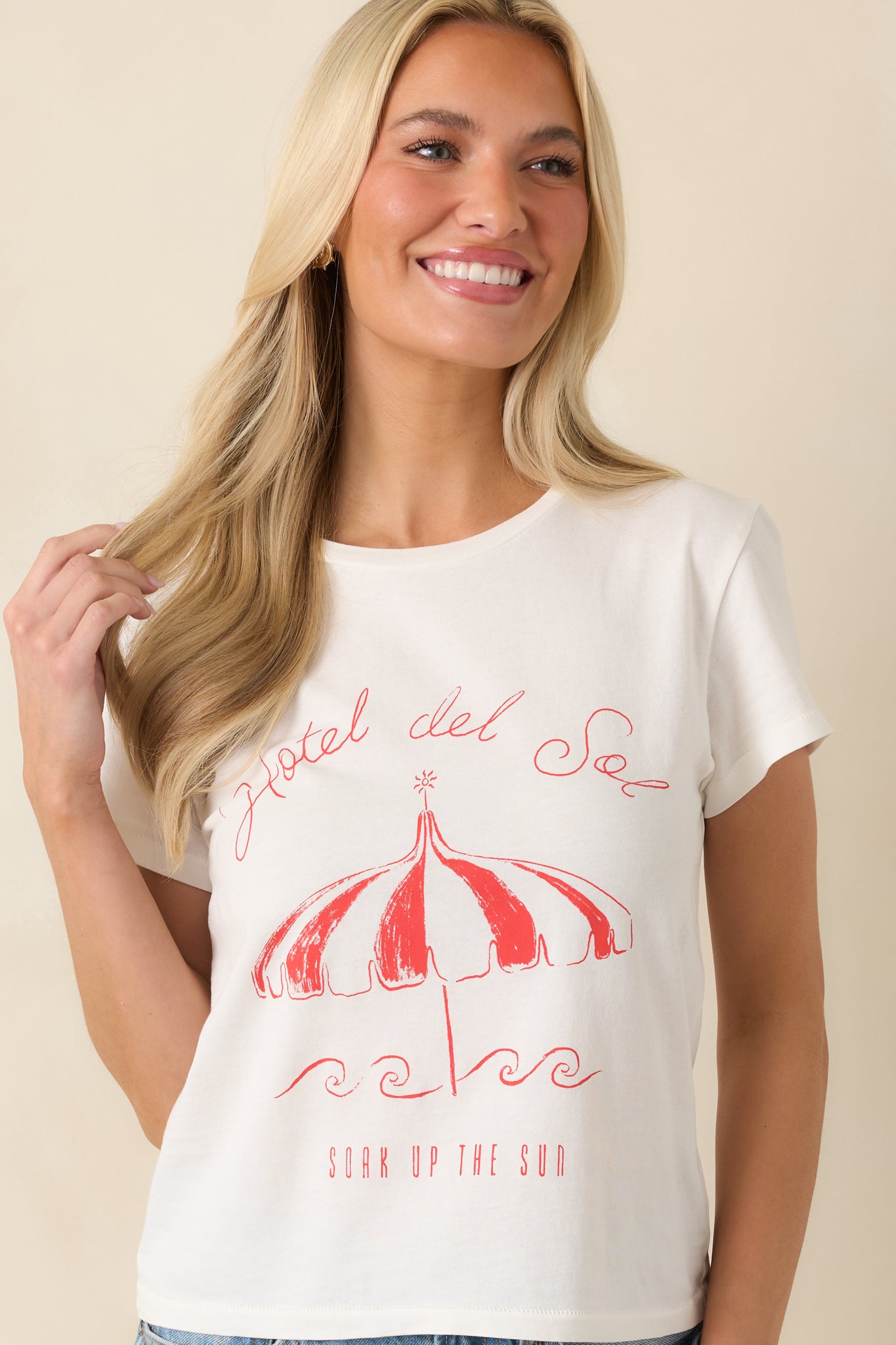 Z Supply White Cotton Del Sol Tourist Tee | Red Dress