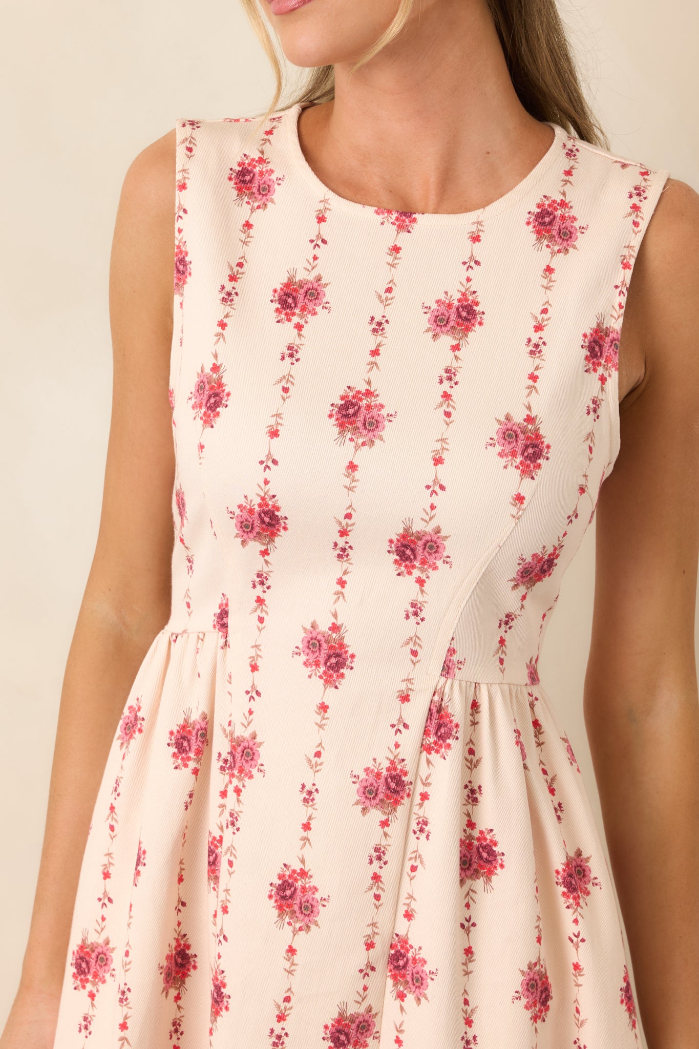 Heirloom Blooms Ivory Floral Cotton Midi Dress