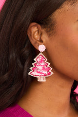 1 Oh What Fun Pink Beaded Earrings at reddress.com