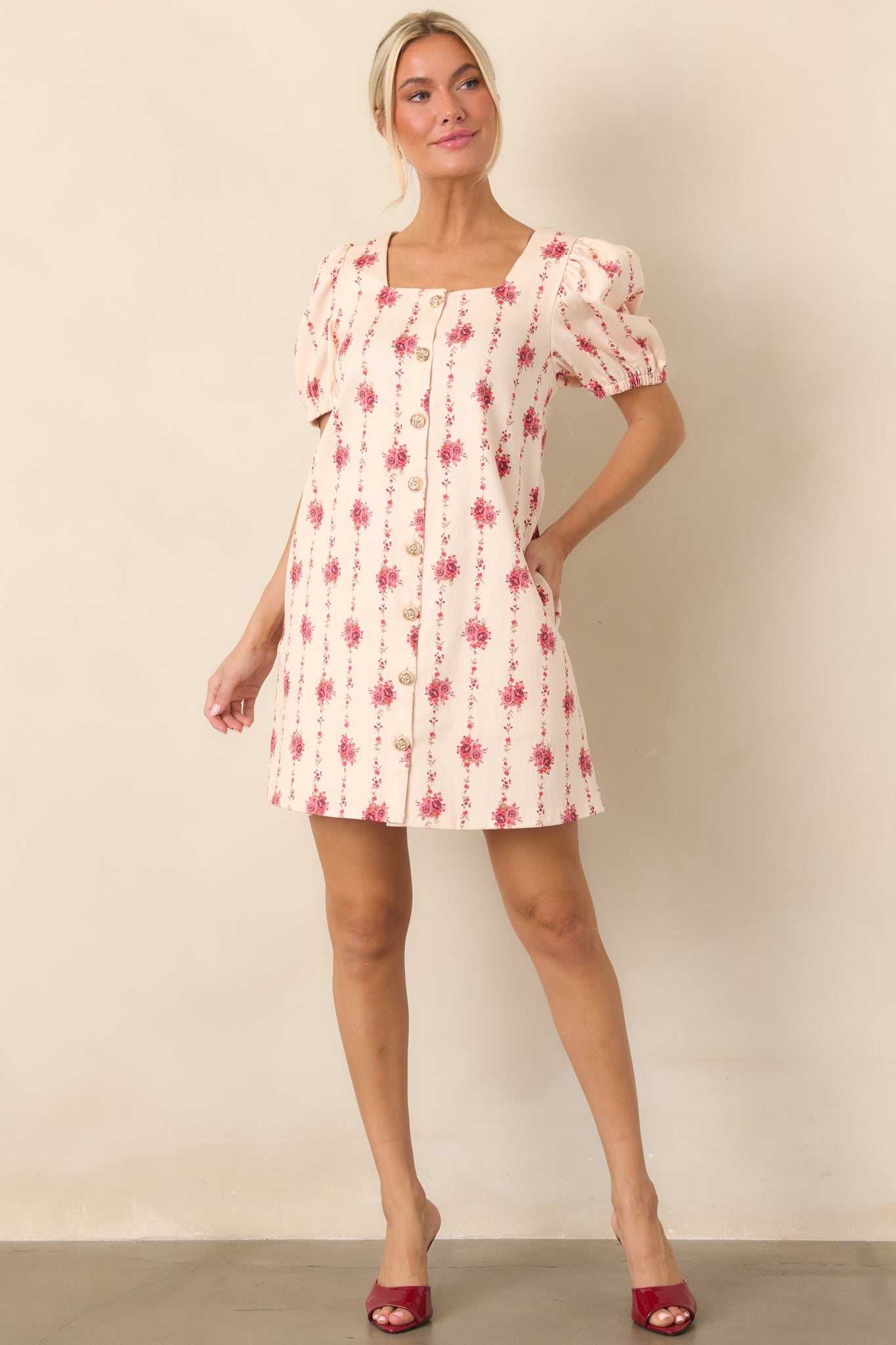 Garden Keepsake Ivory Floral Cotton Mini Dress
