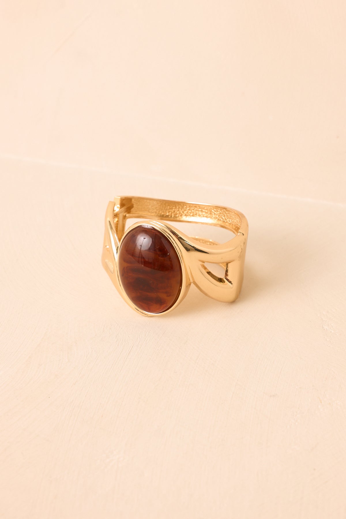 At the Center Gold & Amber Hinged Cuff Bracelet