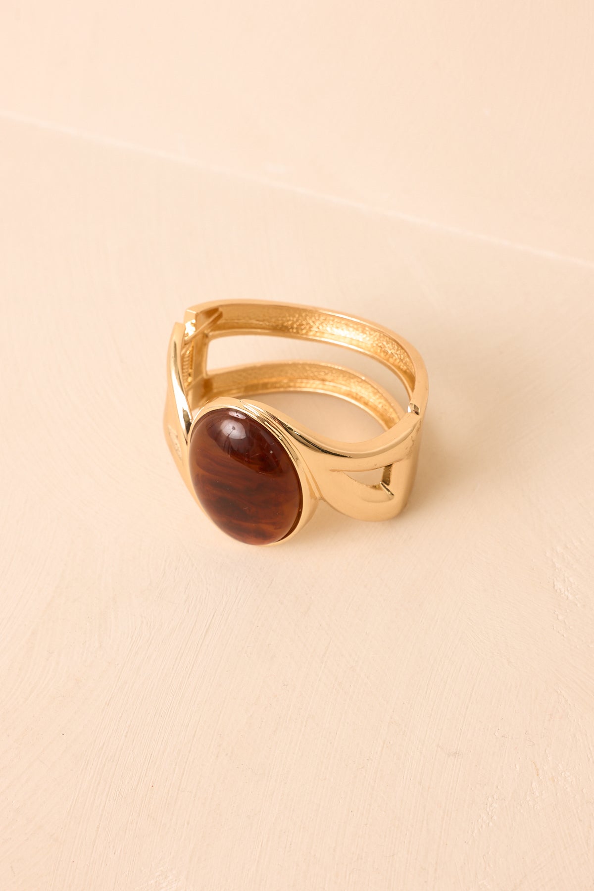 At the Center Gold & Amber Hinged Cuff Bracelet