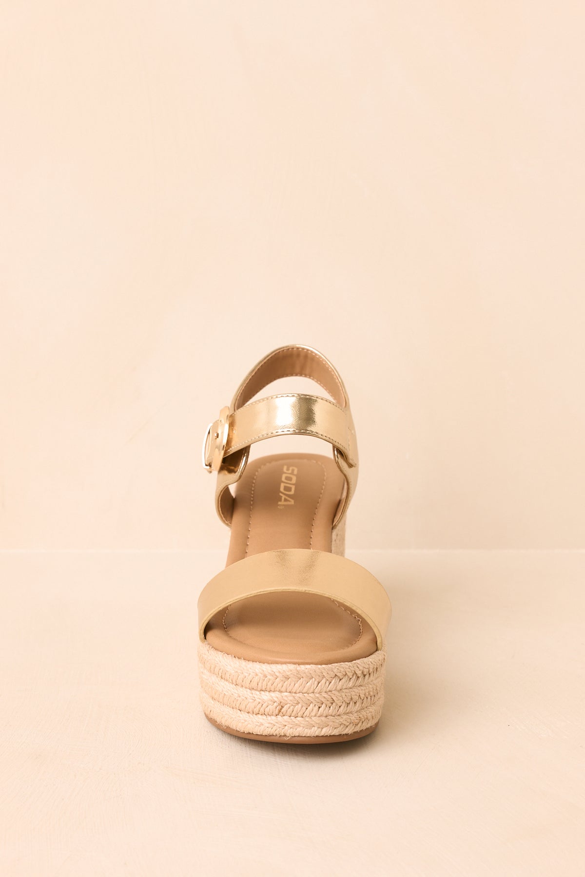 Island Arrival Gold Faux Leather Platform Espadrille Sandals