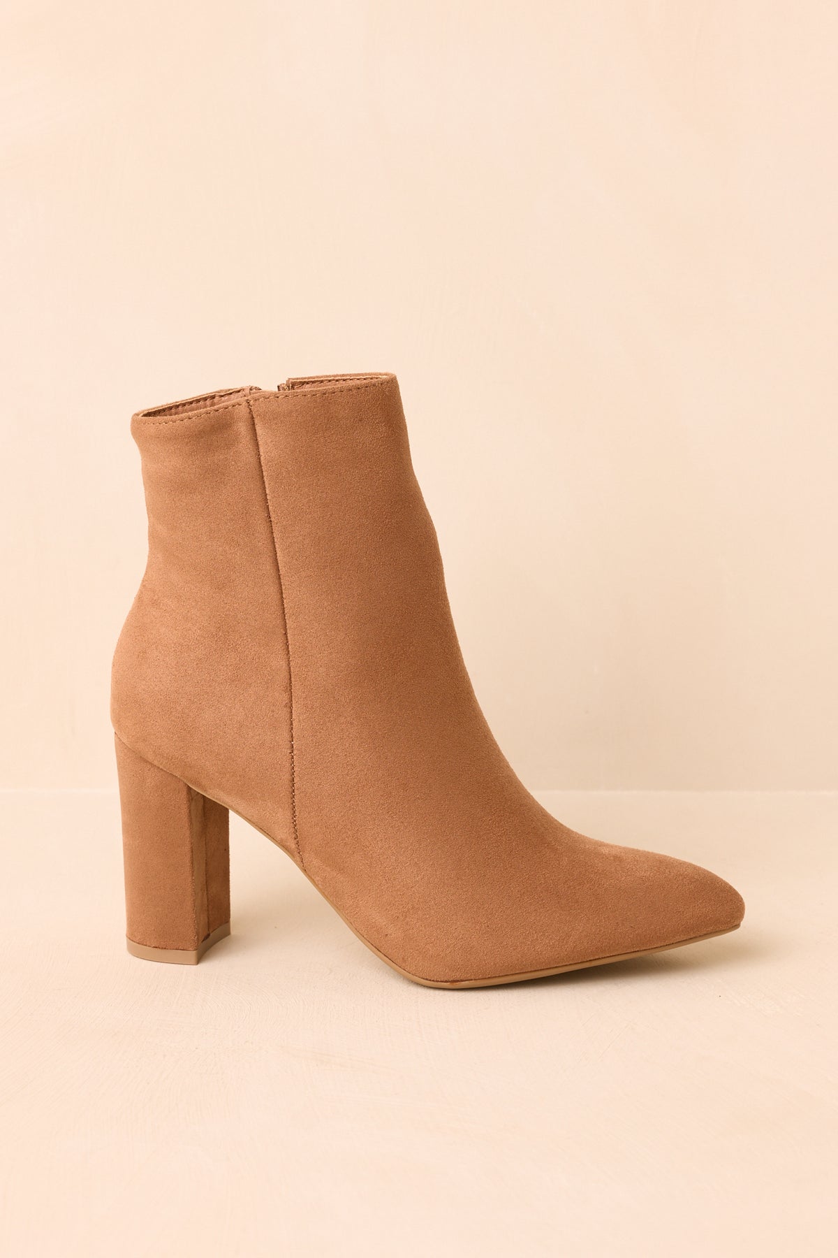 From Here On Toffee Brown Faux Suede Block Heel Ankle Boots