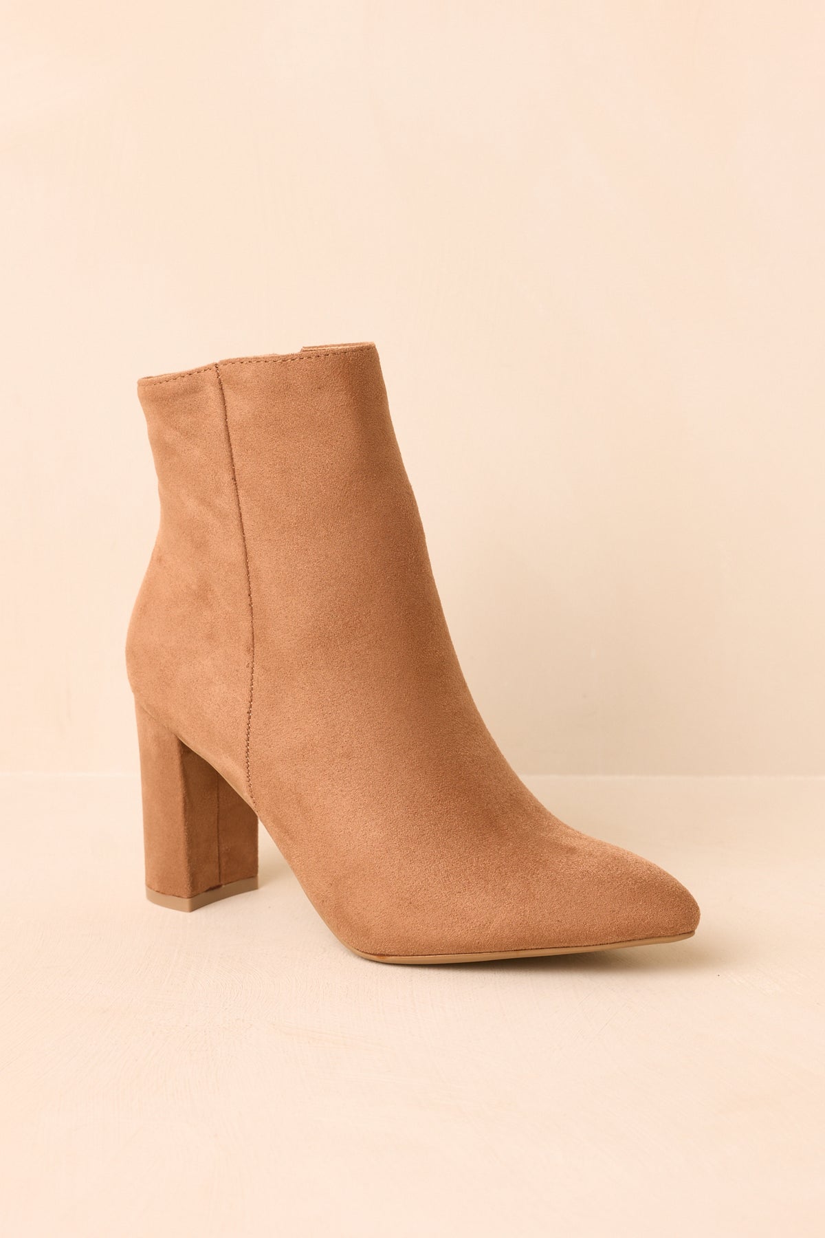 From Here On Toffee Brown Faux Suede Block Heel Ankle Boots
