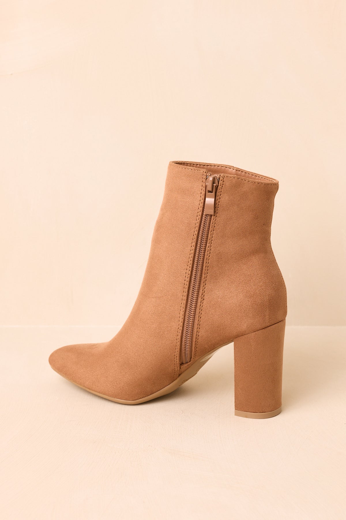 From Here On Toffee Brown Faux Suede Block Heel Ankle Boots