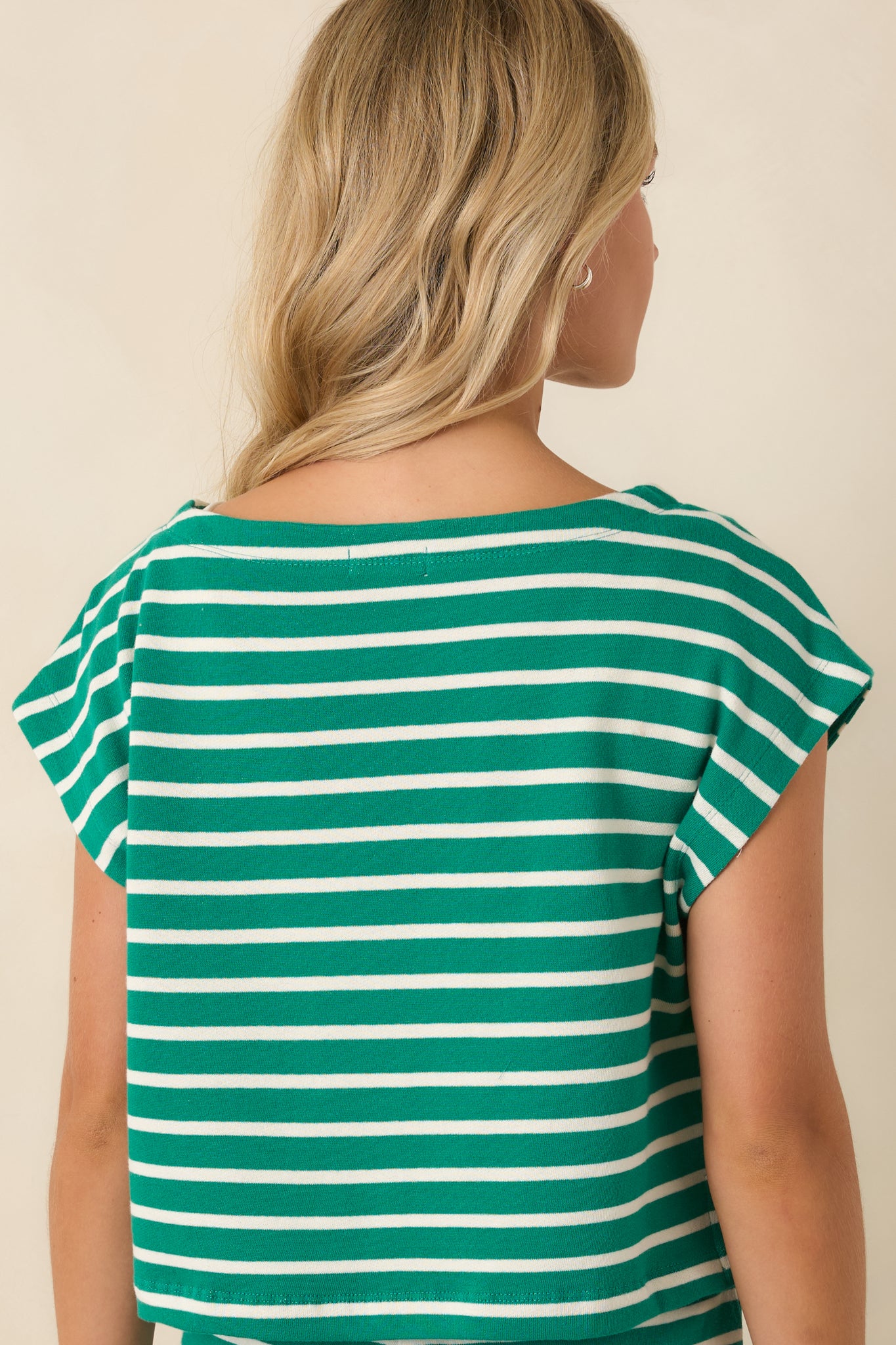 Z Supply Tilly Rainforest Green Cotton Stripe Top | Red Dress