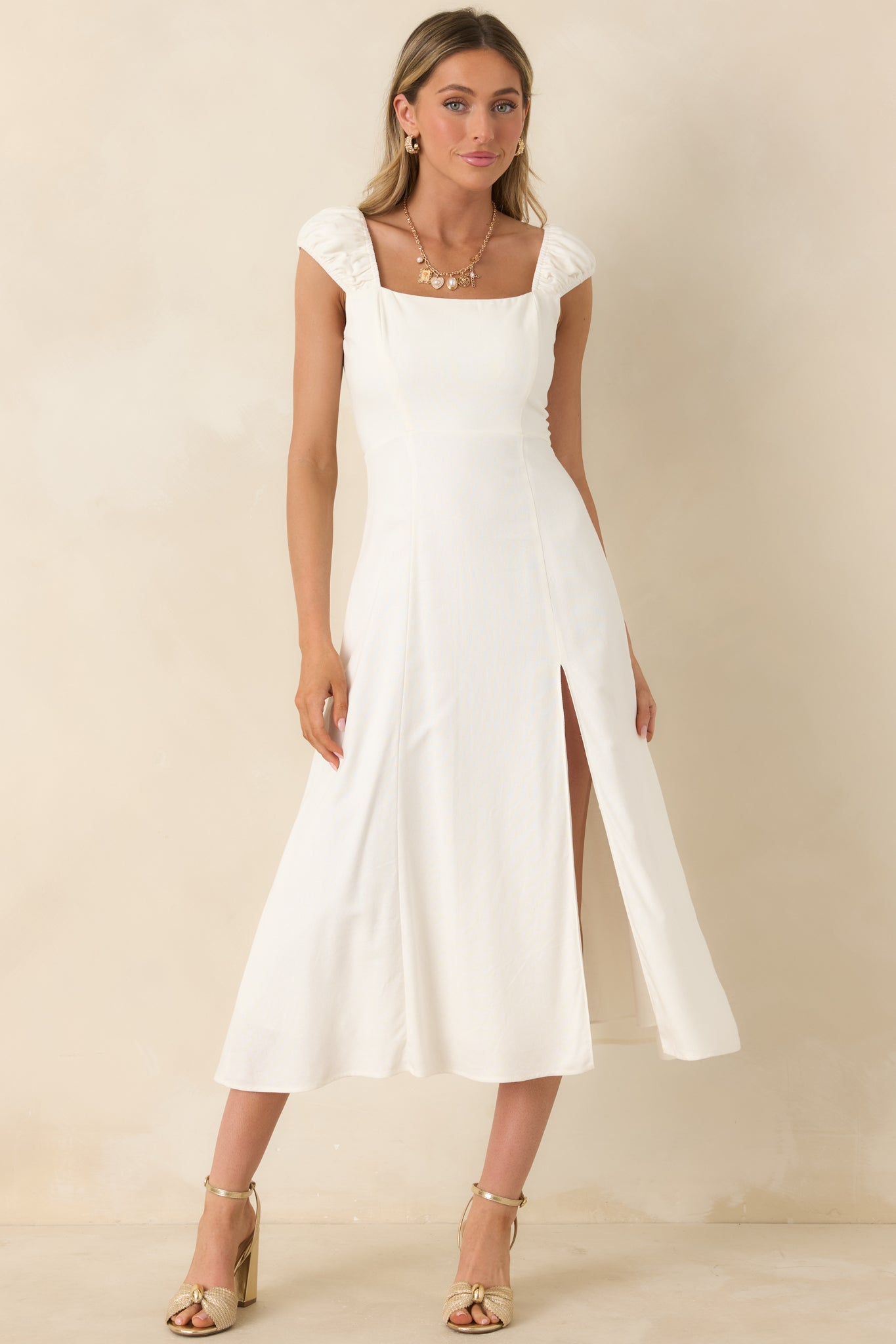 Radiant Reverie White Midi Dress