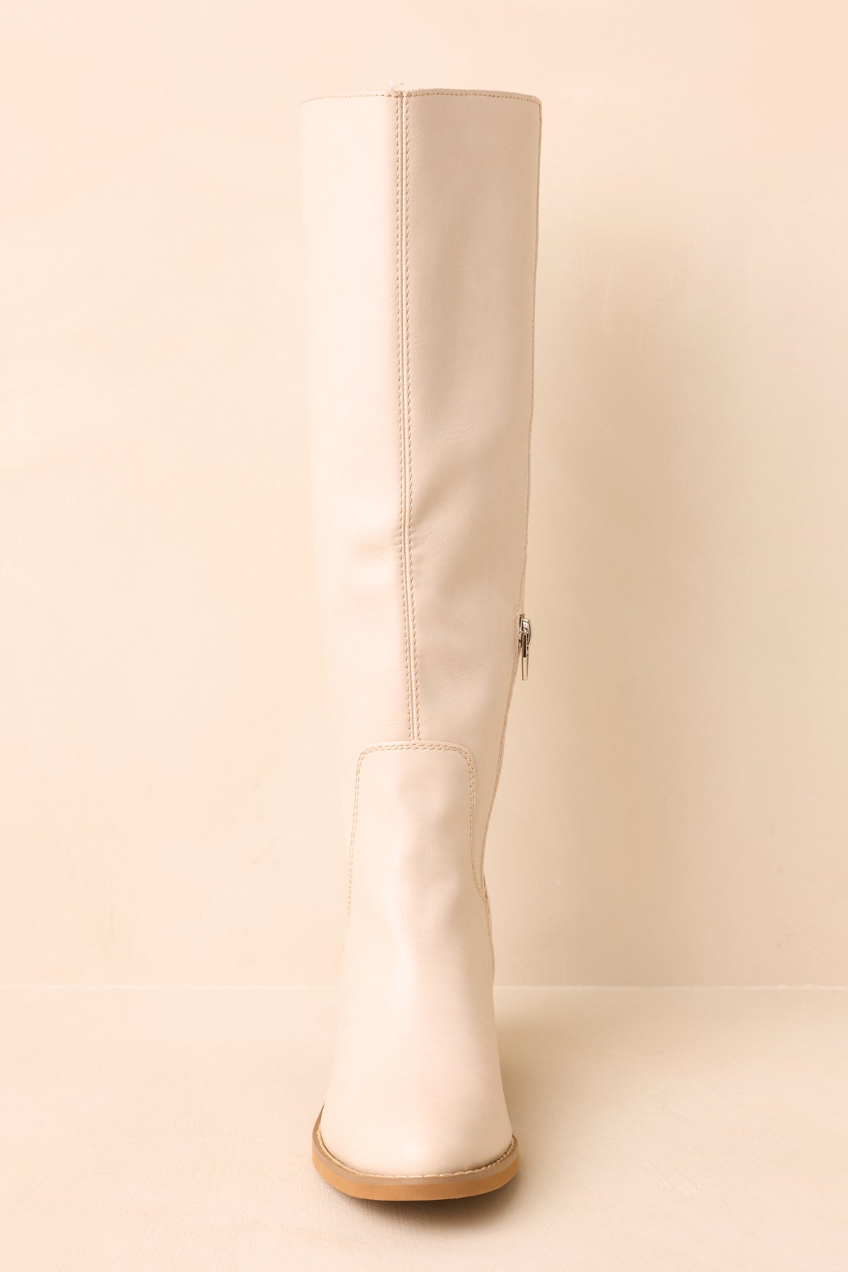 For Good Reason Ivory Smooth Faux Leather Knee High Boots
