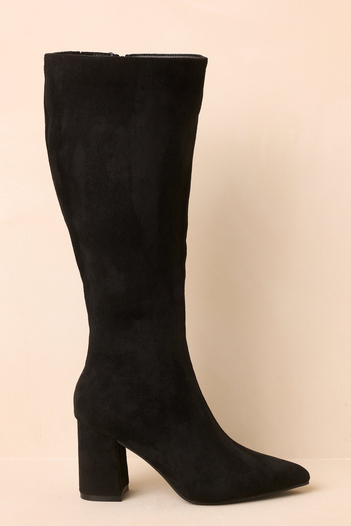 Stepping Out Black Faux Suede Knee High Boots