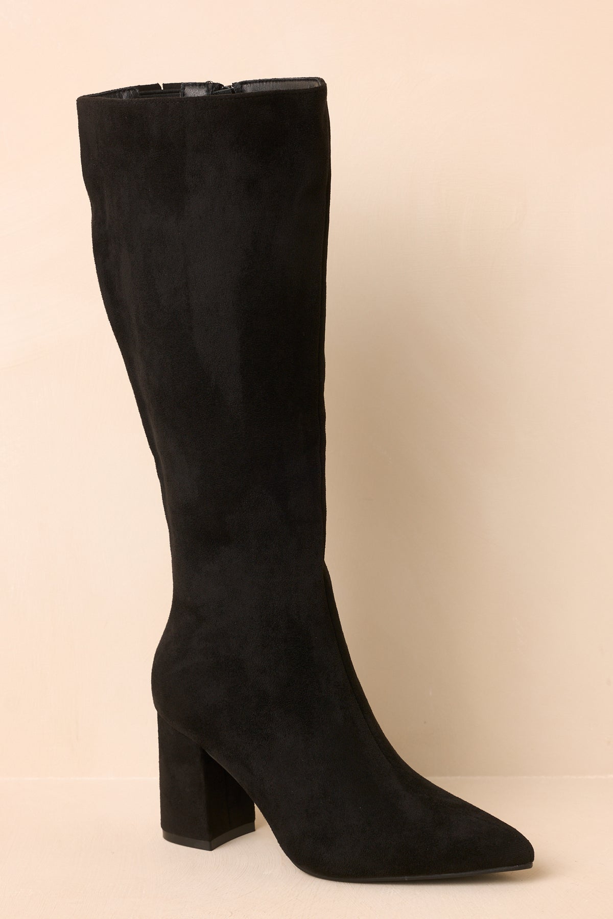 Stepping Out Black Faux Suede Knee High Boots