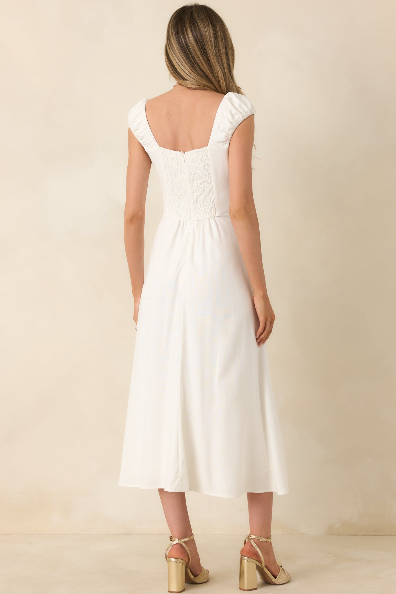 Women's Radiant Reverie White Midi Dress | Size: S | Red Dress