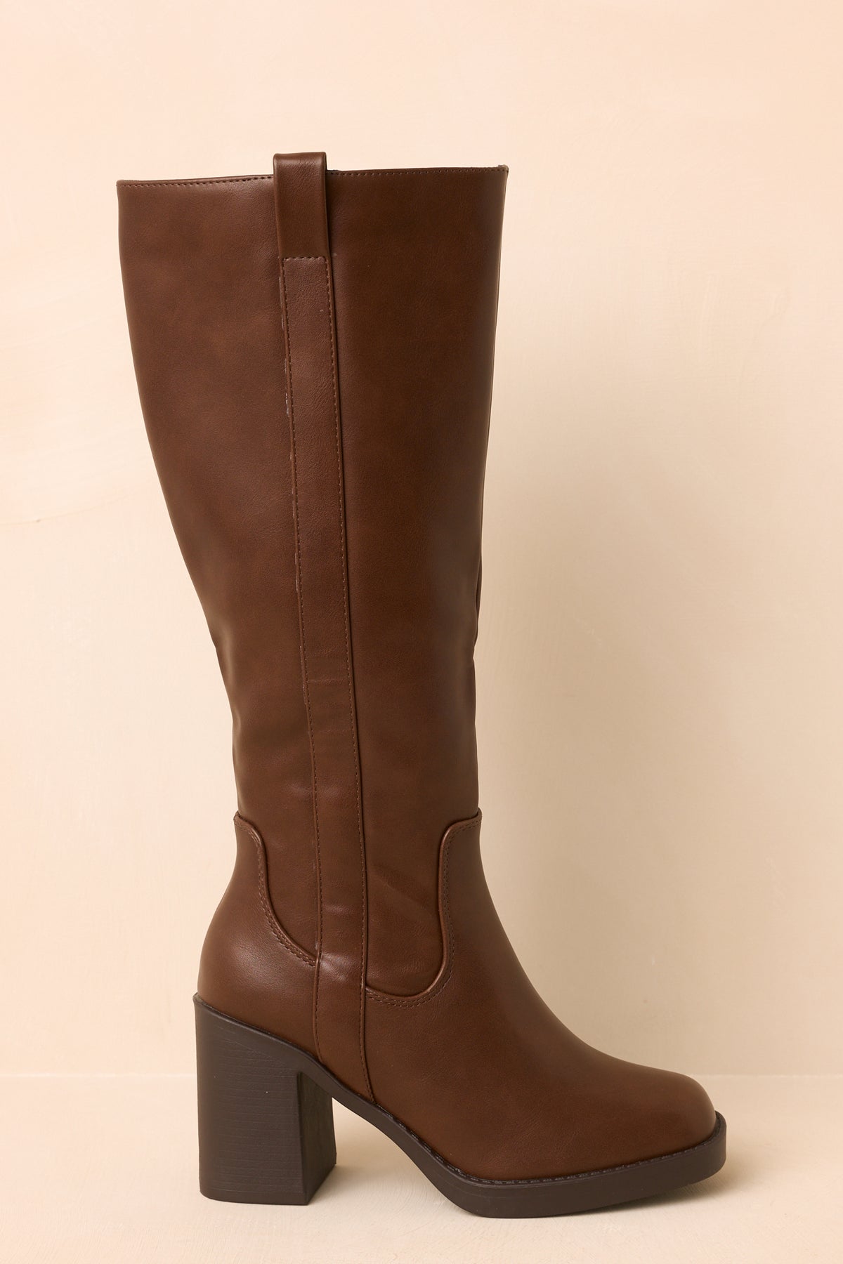 Tall Order Brown Faux Leather Knee High Boots