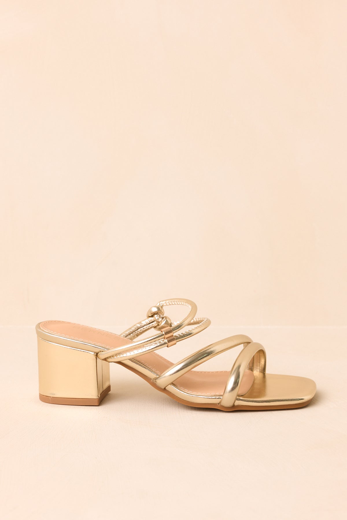 Just Say When Gold Strappy Block Heel Sandals