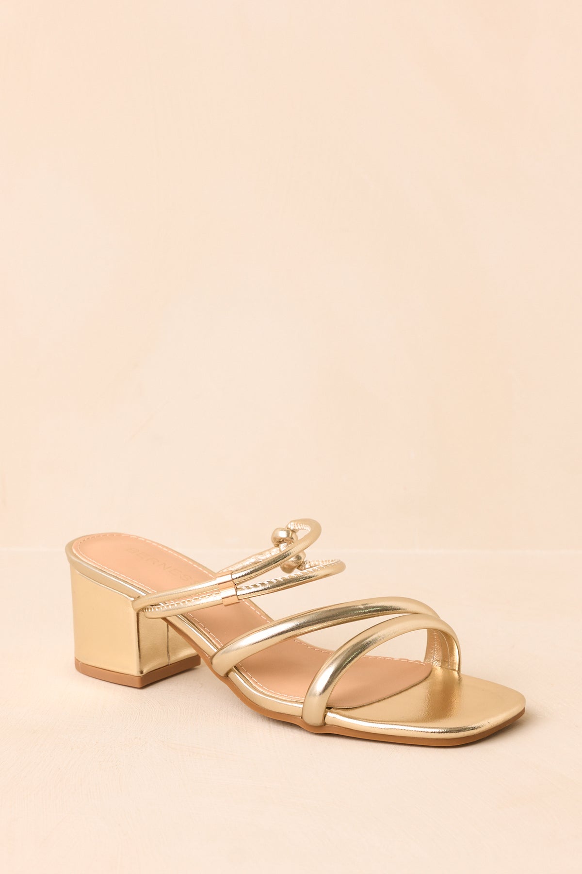 Just Say When Gold Strappy Block Heel Sandals