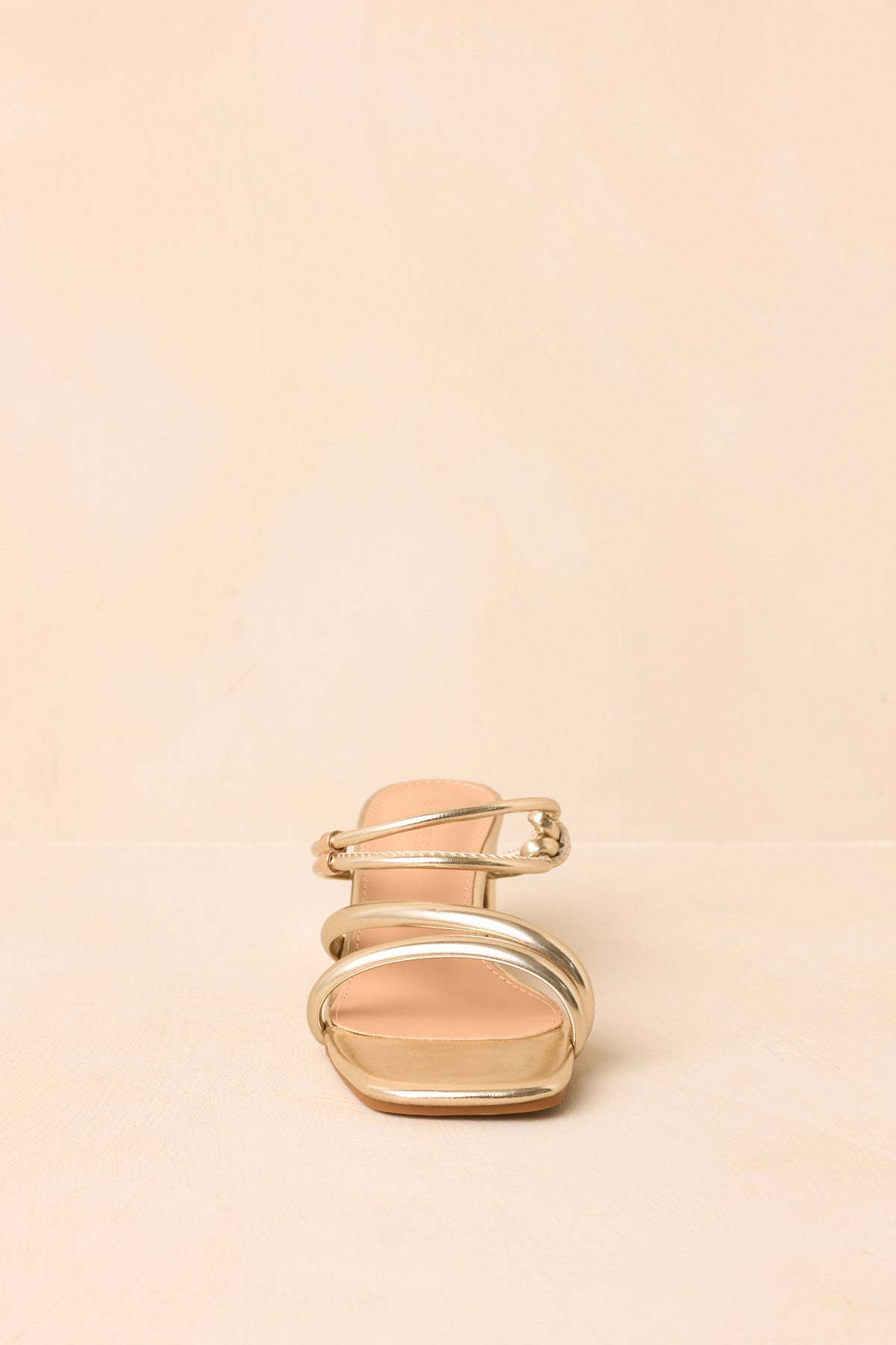 Just Say When Gold Strappy Block Heel Sandals