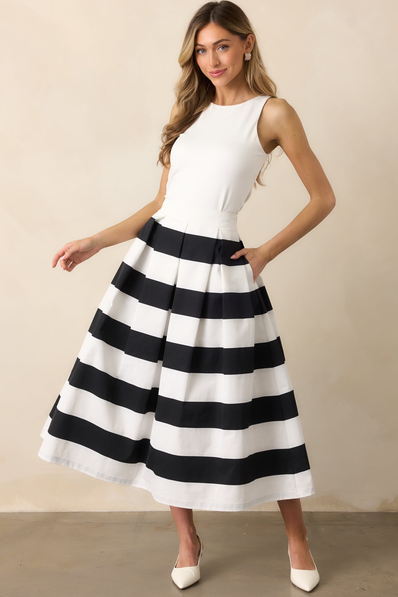 Black & White Midi Skirt