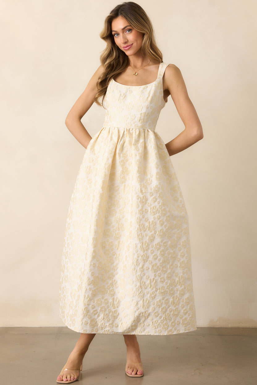 【GREEN BUTTER】SILKY JACQUARD LACE DRESS
