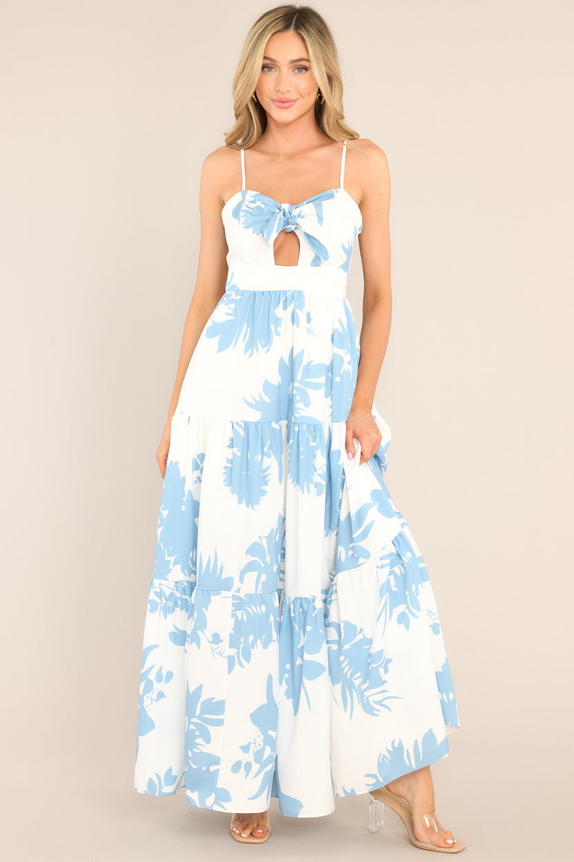Light Blue & White Floral Maxi Dress