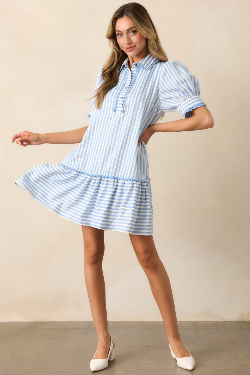Angel Girl Blue Stripe Mini Dress
