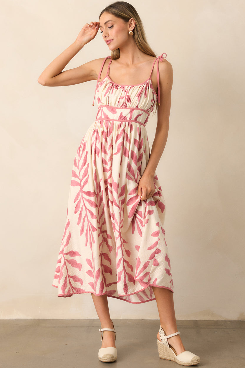 Pink Tropical Print Wrap Dress main image 0